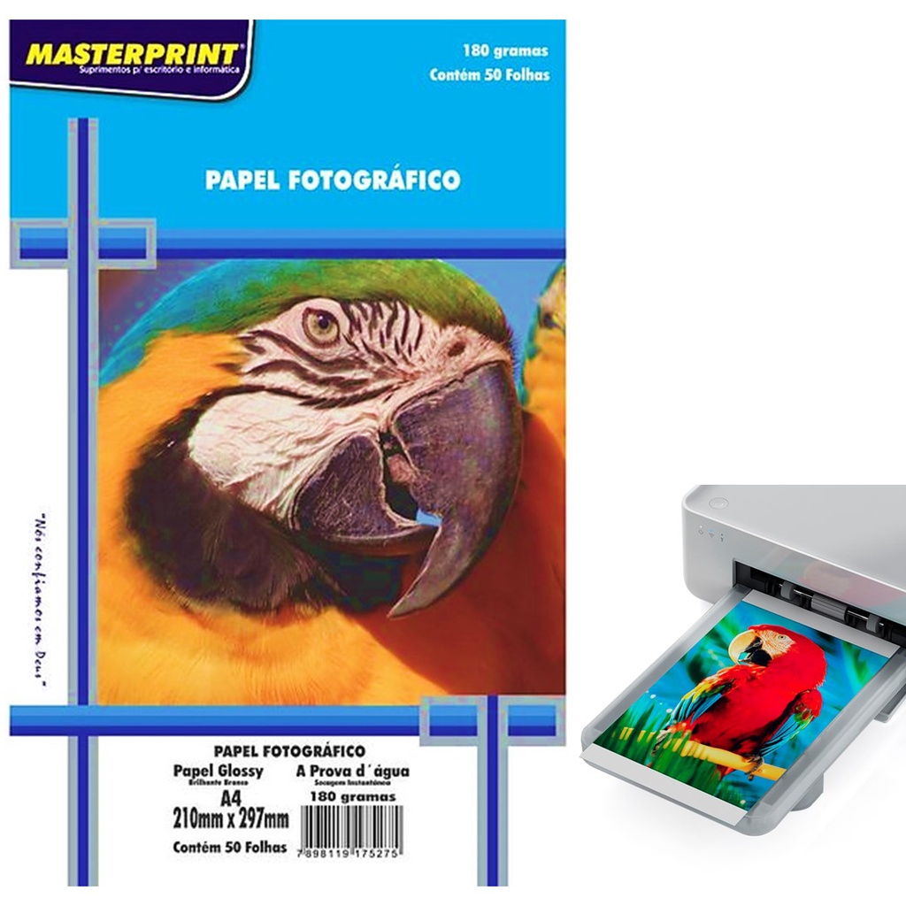 Papel Fotografico A4 180g p/ Impressora Jato de Tinta Epson