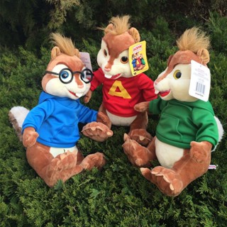 Sitting Alvin and The Chipmunks Red Alvin Simon Theodore Plush Toy Stuffed Dolls 3 Colors 24 cm Kids Gift