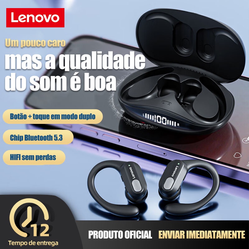 Lenovo XT80 Fone De Ouvido Esportivo Sem Fio Bluetooth 5.3 TWS À Prova D'água HiFi Ruído Cancelando Microfone LED