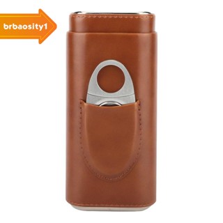 [BRBAOSITY1] Porta-Couro De Viagem 3 Tubos Humidor Com Cortador