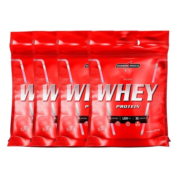 KIT 4X Whey Protein Nutri 907g Refil Integral Medica Nutry Integralmedica