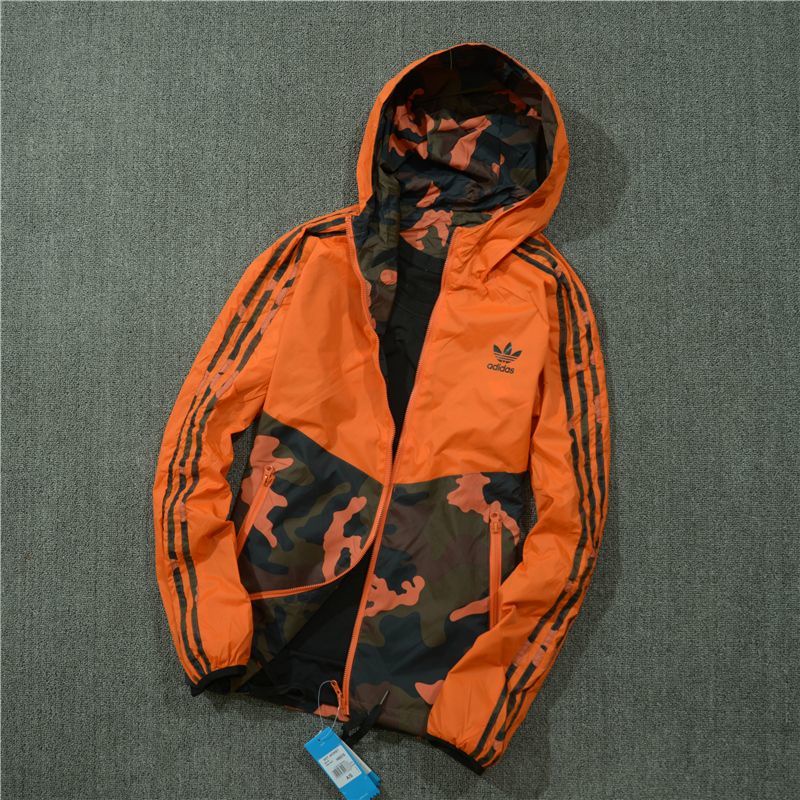 2022 Adidas Spring and Autumn men's casual jacket loose Multi-Color New Sports windproof breathable large size camouflage hooded jacket