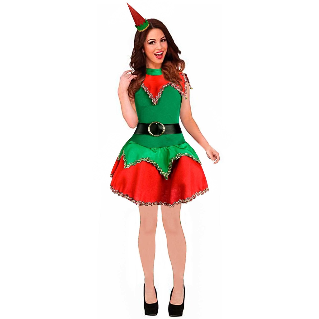 Fantasia Duende de Natal Feminina Adulto Com Chapéuzinho em Oferta na Shopee