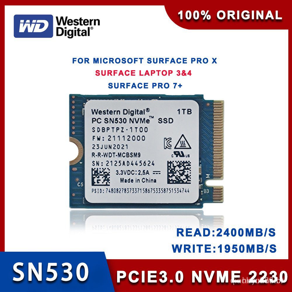 Ocidental digital wd sn530 m 2 2230 ssd 1tb 512gb 256gb nvme pcie