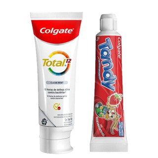 Kit Dental Colgate Total 12 Clean 90g+Tandy Morangostoso 50g