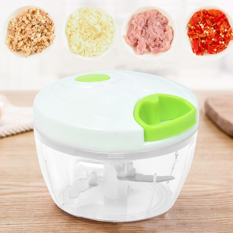 Mini Processador Manual de Alimentos Triturador Picador Cortador de Temperos com 3 Lâminas Cozinha Alho