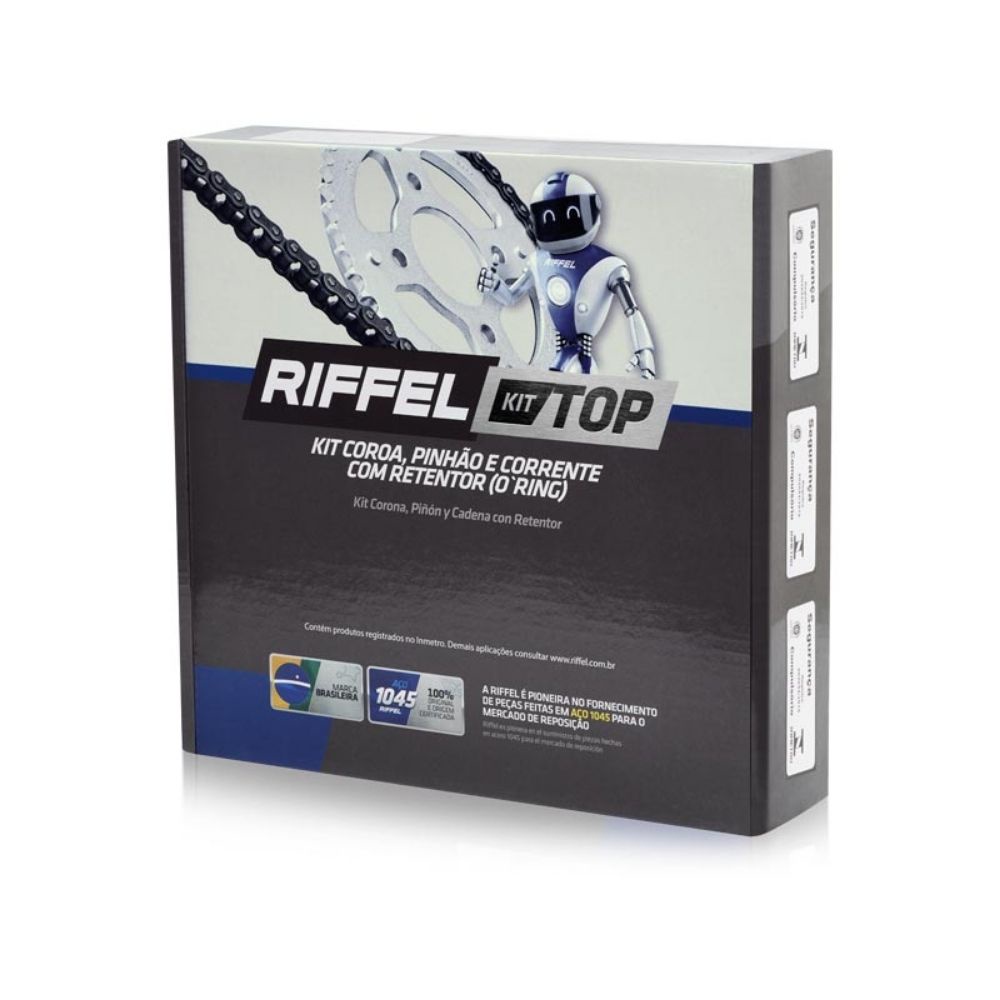 Kit Relação Moto Com Retentor TOP Riffel Para FACTOR 150 16-22 / YBR 125i FACTOR 17-22 / FAZER 150 14-22