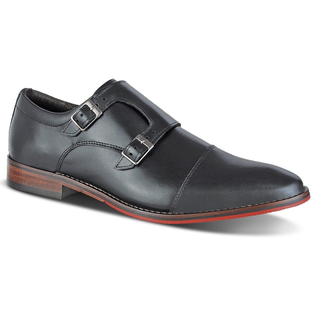 Sapato Social Masculino Couro Legitimo Ferracini Duas Fivelas Caravaggio Preto 5705-206G em Oferta na Shopee