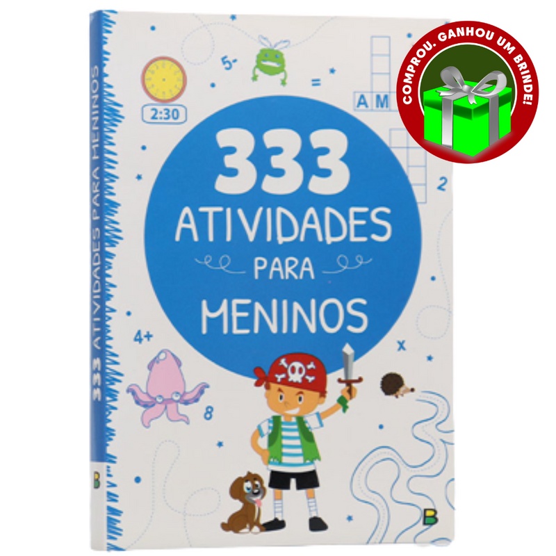 Livro 333 Atividades Para Meninos | Little Pearl Books Crianças Filhos Infantil Desenho História Brincar Pintar Colorir