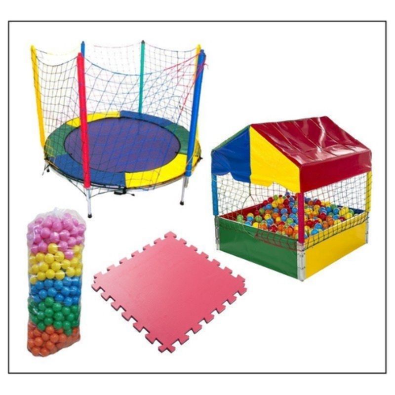 Kit Pula Pula 2,00m + Piscina De Bolinha 1,10x1,10 Com 500 Bolinhas + 4 ...