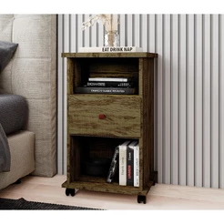 Mesa de Cabeceira Quarto Otto com 1 Gaveta e Rodízios