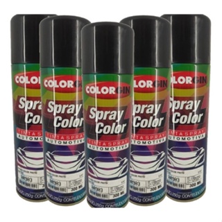 Kit 5 Tinta Spray Preto Brilhante Rápido Automotivo Colorgin 300ml em Oferta na Shopee