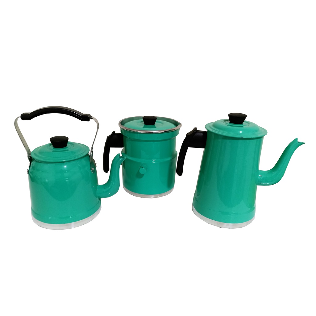 Jogo Café Completo, Leiteira C/Apito Bule Chaleira Turquesa