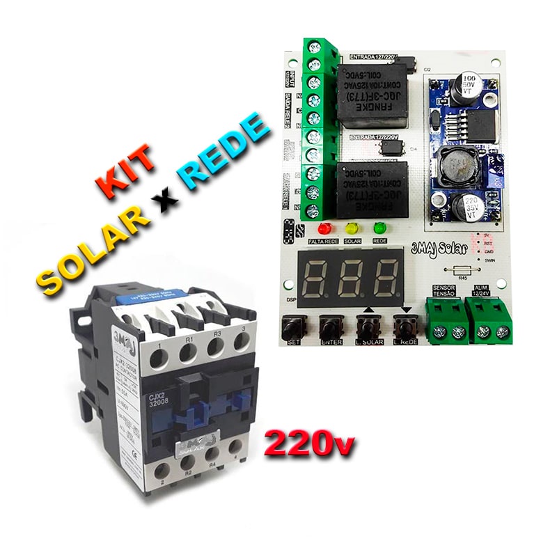 Kit Módulo Transferência Solar + Contatora 32a 2na+2nf 220v