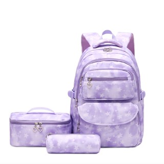 Mochila com estampa de margarida com 3 peças para meninas adolescentes do ensino fundamental bolsa escolar à prova d