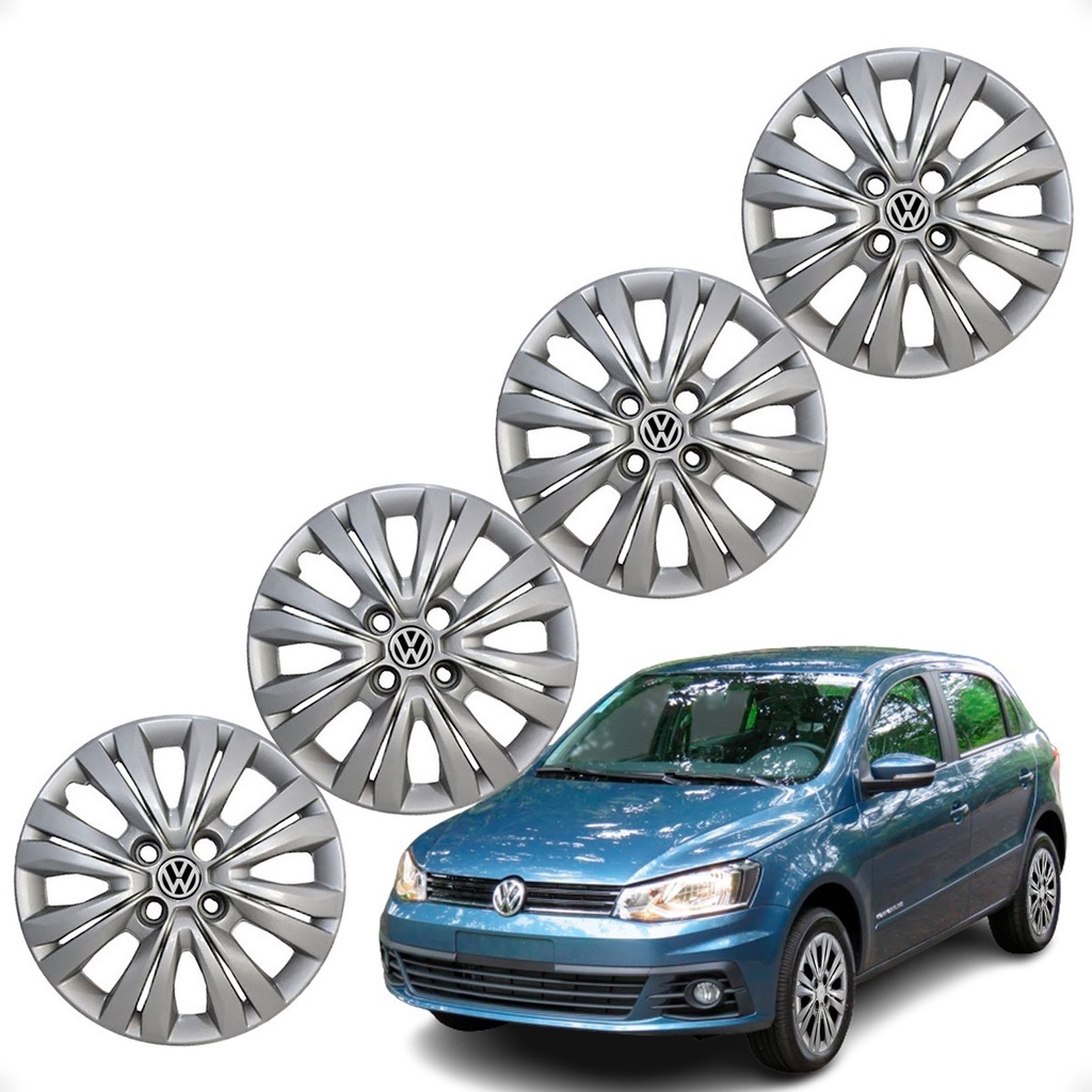 Jogo 4 Calota Aro 14 Grid Prata Vw Gol G7 2017 A 2018.