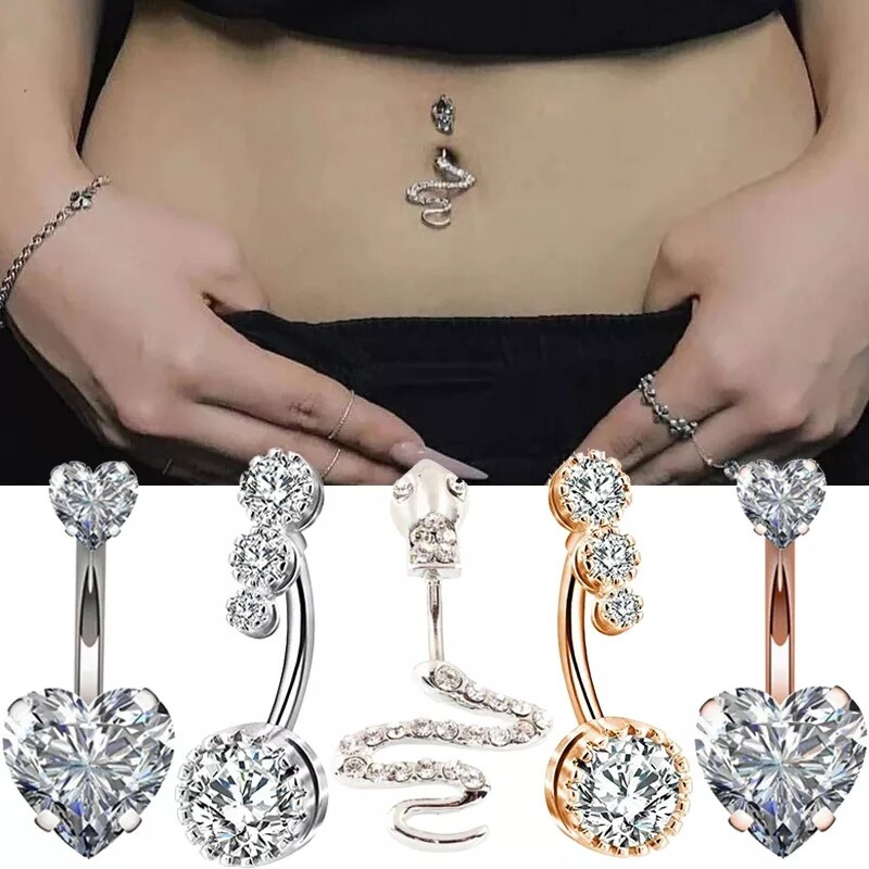 Jóias Corporal Pingente Navel Piercing Moda Zircônio Cristal Botão De Barriga Anéis Mulheres Cirúrgico Aço Gota Em Forma De Umbigo Anel