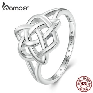 Bamoer 925 Prata Simples Anel De Nó Celtico Moda Joalheria Para Mulheres