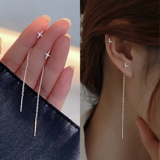 Tendência Fio Longo Tassel Corrente Escalada Estrela Coração Contas Pingentes Brincos De Gota Femininos Retos Pendurados Joias