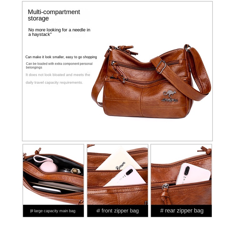 CHENXIAOHONG Bolsa Feminina de Ombro Couro Macio, Estilo Simples, Transversal · foto 2