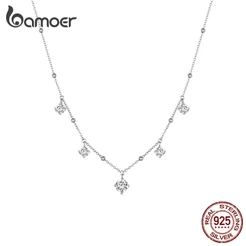 Colar Moissanite Brilhante Elegante E Moda Joalheria Para Mulheres Bamoer S925 Estudantes