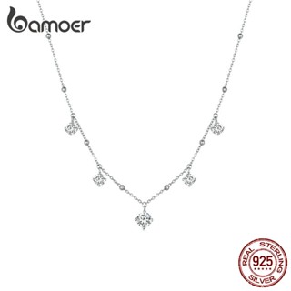 Colar Moissanite Brilhante Elegante E Moda Joalheria Para Mulheres Bamoer S925 Estudantes