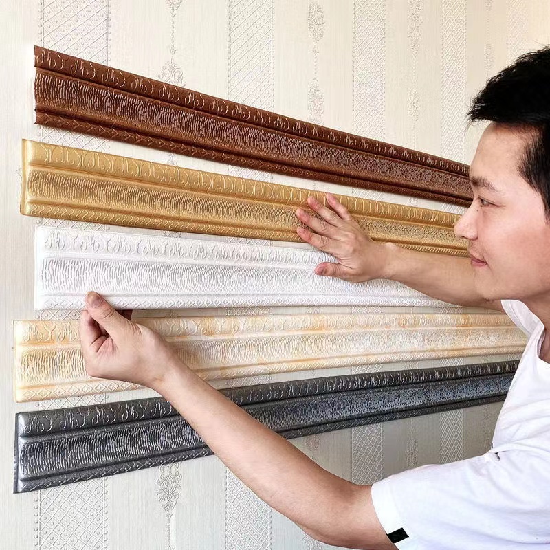 Linha De Aparar De Parede Rodapé De 3D Autocolante Cintura Canto De Piso PVC Adesivo Impermeável