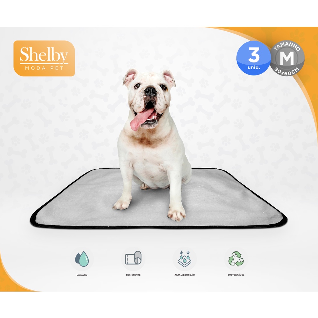 Kit 3 ou 6 Tapete Higiênico Lavável Cães Cachorro dog tamanho M 60x80 cm