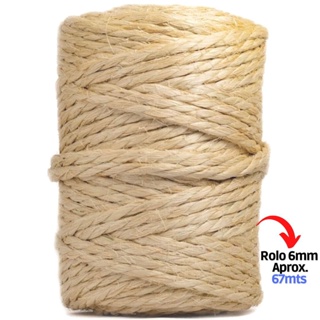 Rolo Corda De Sisal Natural 6mm 67 Metros Arranhador Para Gatos E Artesanato Em Geral APAEB em Oferta na Shopee