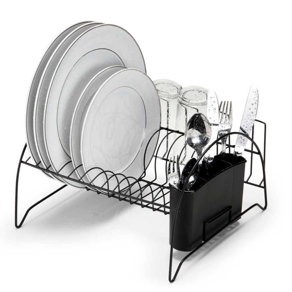 Escorredor de Louças Aço com Porta Copos e Porta Talheres Preto Arthi Cozinha em Oferta na Shopee
