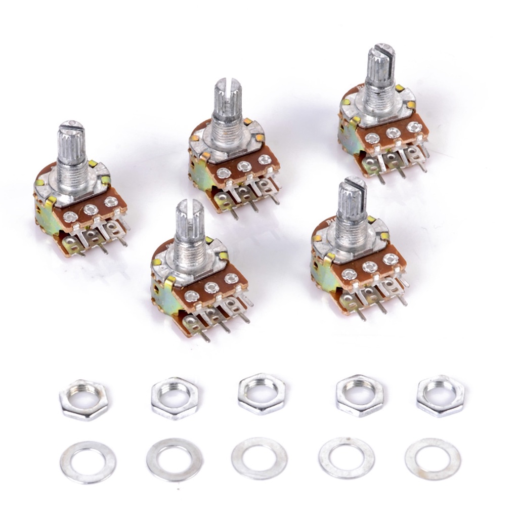 5pcs/Lote WH148 Potenciômetro Linear B10K B1K B2K B5K B20K B50K B100K B500K B1M 15mm Eixo Com Porcas Lavadores 6 Pinos Para Arduino