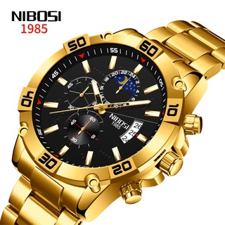 Relógio NIBOSI Masculino De Luxo Ouro Inoxidável À Prova D'água