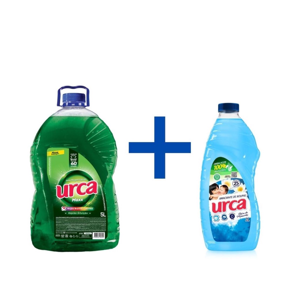 Kit Urca Lava Roupas Líquido Verde 5L + Amaciante Brisa Azul Urca 2L em Oferta na Shopee