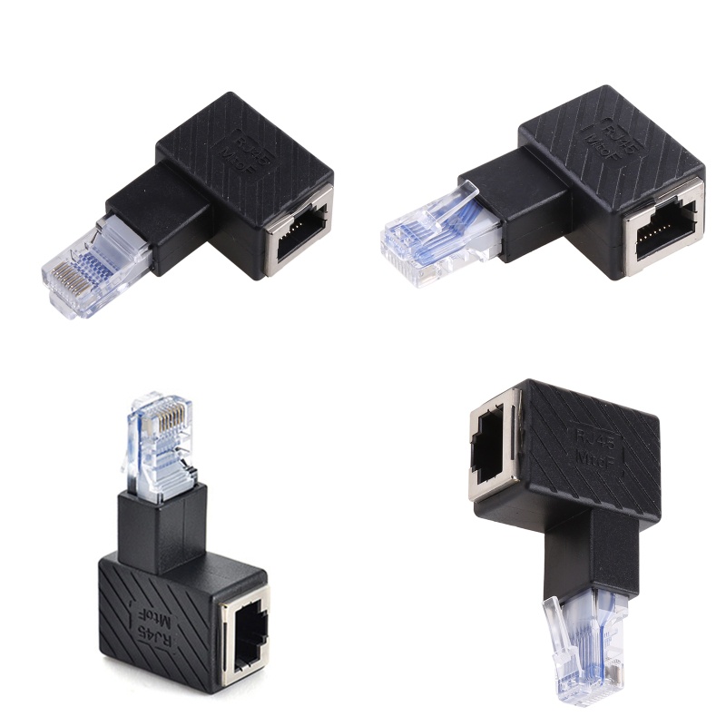 Estone RJ45 Para Cabeça Fêmea Cat5 6 Ethernet LAN Adaptador Extensão 90 ° E