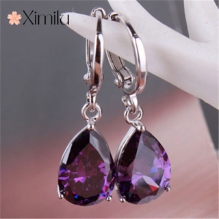 ♥ Brincos Ametista Em Forma De Queda Multicolor Femininos Acessórios De Festa em Oferta na Shopee