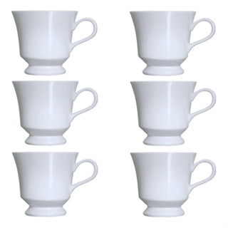 Jogo 6 Xicara Cha S/ Pires Porcelana Branca Germer  2a Linha em Oferta na Shopee