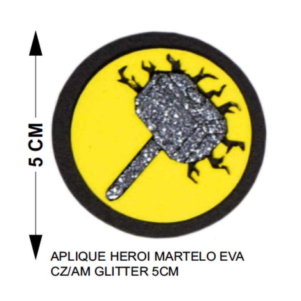 Aplique Herói Martelo Thor EVA Glitter 5 cm 6 Uni Vivarte - Inspire sua Festa Loja