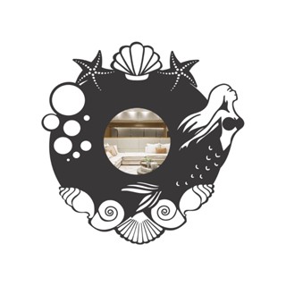 Espelho Decorativo Sereia MDF Preto Fosco em 3 Tamanhos