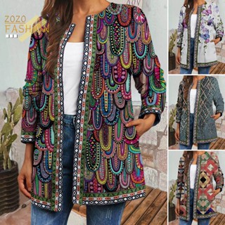 ZZF Casaco Feminino Borboletas Estampa Retrô Manga Longa Solta Estilo Étnico Macio Cardigã Vintage