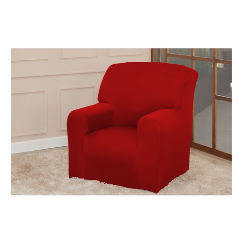 Capa Protetora p/ Sofá Poltrona do  Papai 1 Lugar Coladinha Vermelho em Malha Gel