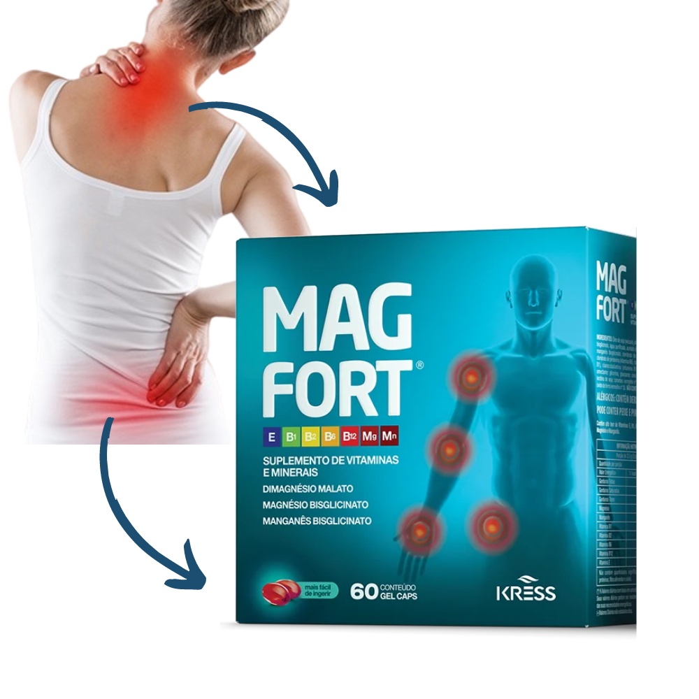 MAGNESIO DIMALATO +Vitaminas 60caps gel Facil de engolir Magfort Kress ...