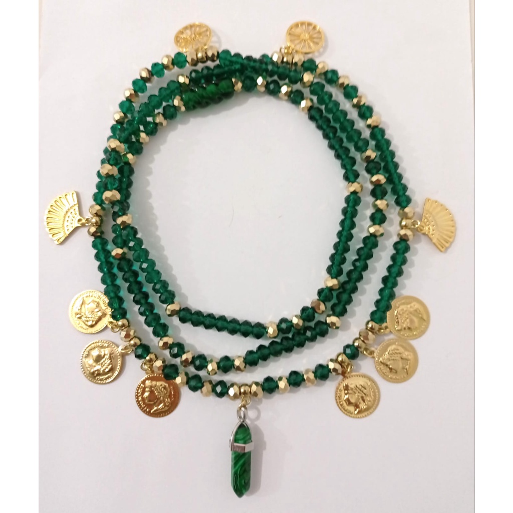 Guia Cigana Esmeralda Cristal 8 mm 60 cm Colar Umbanda em Oferta na Shopee