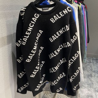 Retro Paris Home Loose Knitwear Balenciaga] Cartas Japonesas De Temperamento [Trendy Pullover Original Foto Real Shot Lazy 5SCC