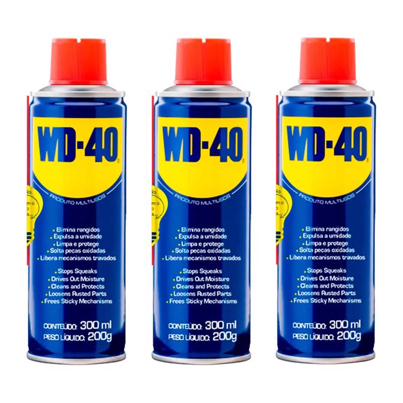 Kit com 3 Óleo Wd 40 Lubrificante Anticorrosivo 300ml