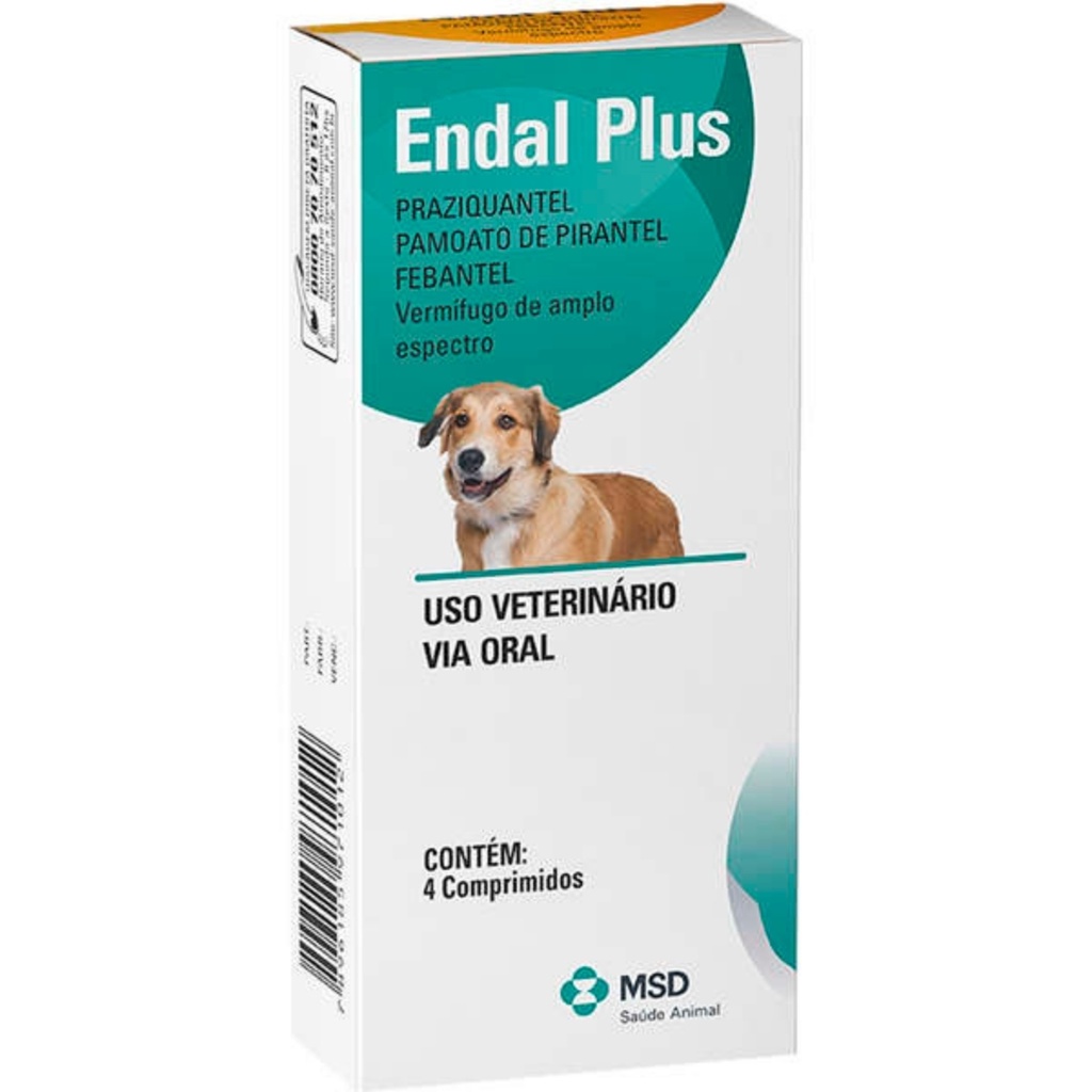 Vermifugo para Cachorro Endal Plus MSD Caixa com 4 Comprimdos | Shopee ...