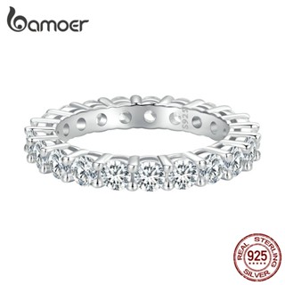 Prata Bamoer 925 Brilhante Anel De Casamento Moissanite Jóias De Moda Para Casais