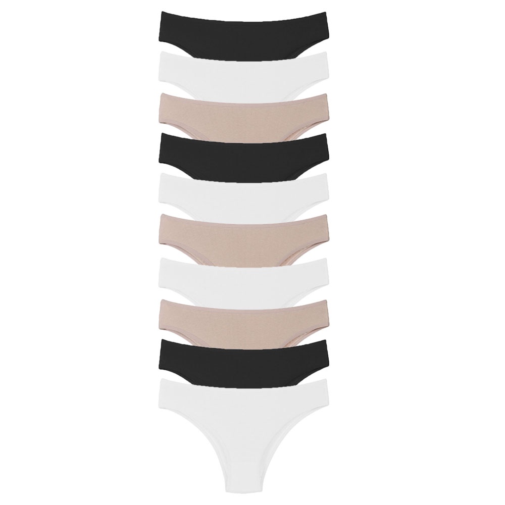 Kit 10 Calcinhas Algodão Cotton Básica Tanga Biquini Confortável Comfort Lisa Reforçada A10 em Oferta na Shopee