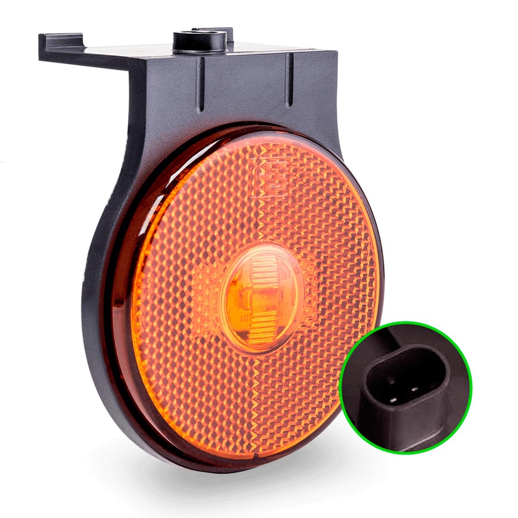 Lanterna Lateral Carreta LED Âmbar Laranja 65mm com Suporte Conector 12V 24V em Oferta na Shopee