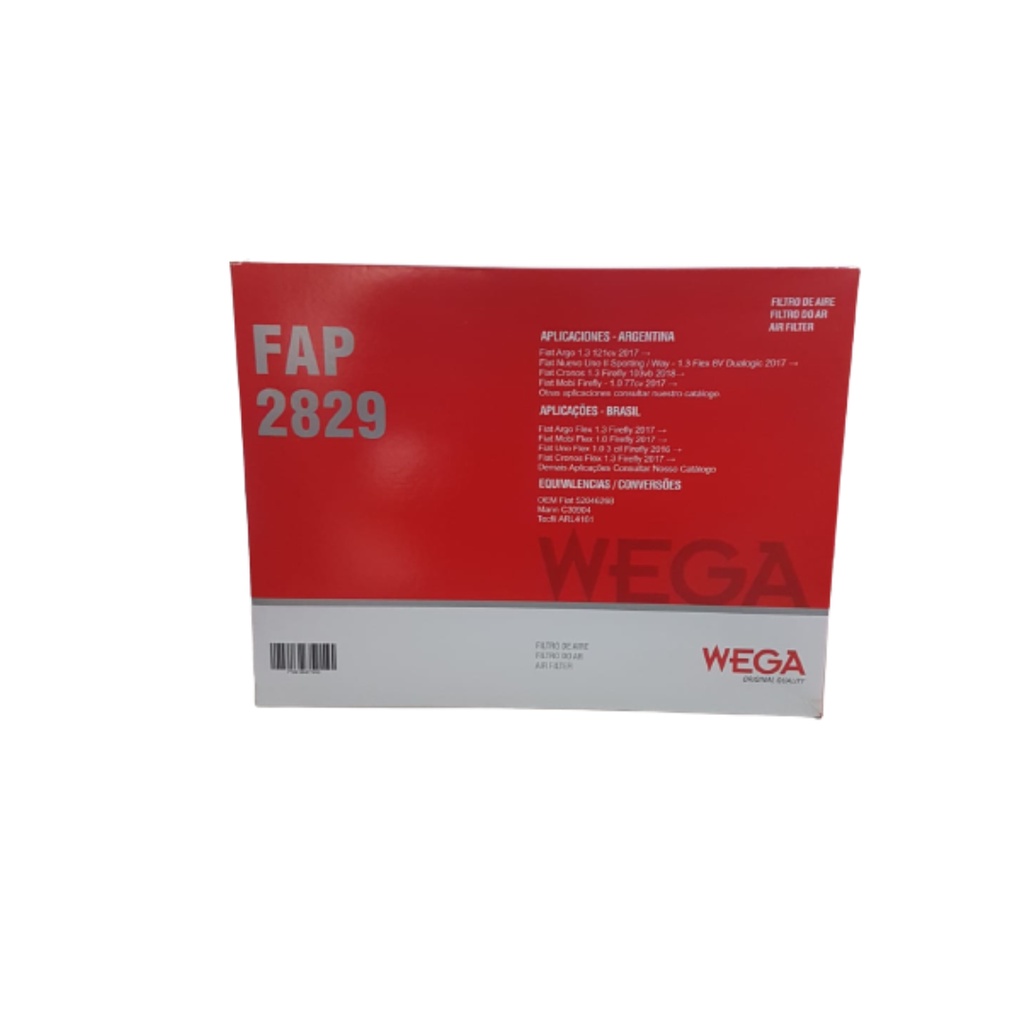 FILTRO DE AR WEGA FAP2829 ARGO, MOBI, STRADA, UNO, CRONOS, PULSE em Oferta na Shopee