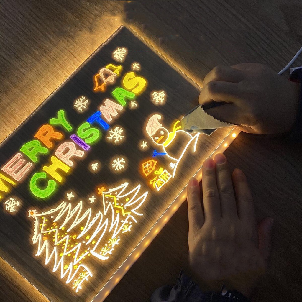 Placa Quadro Luminaria De Notas USB Com Caneta Apagável Luz Noturna Led Decoração Lâmpada Criativa